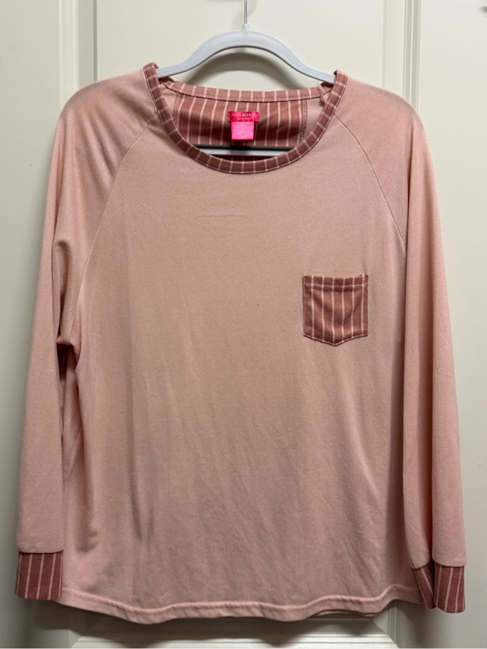 ✨ Pick 3 for $15 ✨ Isaac Mizrahi Pink Striped Knit Top with Contrast Label